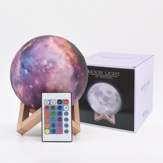 Настільний сенсорний світильник – нічник Місяць Magic 3D RGB Moon Light з пультом | Зображення 5
