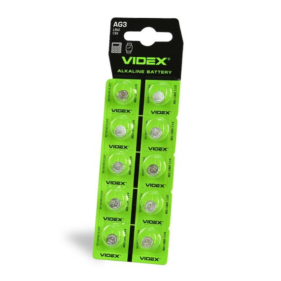 Часовая батарейка Videx AG 3/LR41 в блистере, 10 шт.