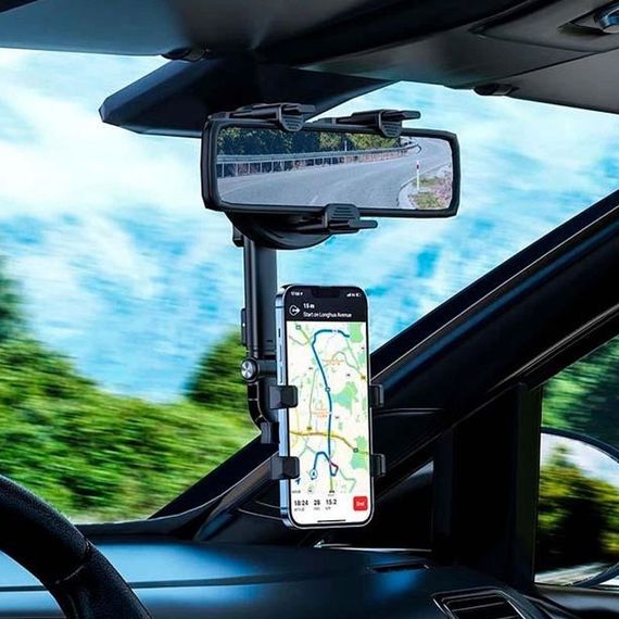 Автодержатель на зеркало заднего вида Borofone BH87 Windriver Black | Зображення 4