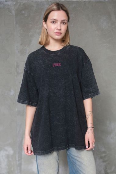 Виварена Оверсайз Футболка Without Washed З Принтом Pink 1702 Black | Зображення 3