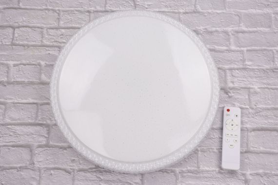 Сучасний круглий світильник стельовий LED для кімнати кухні ванної з пультом 25708 Білий 6х39х39 см.