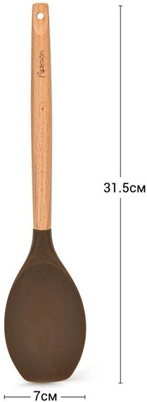 Ложка сервірувальна (кухарська) Fissman Chef's Tools 31.5см силікон, шоколадний | Зображення 1