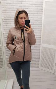 Жіноча демісезонна куртка з емблемою, арт.210/7, кава