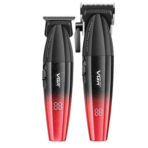 Комплект VGR 2 в 1 V-640 RED акумуляторна машинка для стрижки clipper та тример (45691-V-640_1888) | Зображення 2