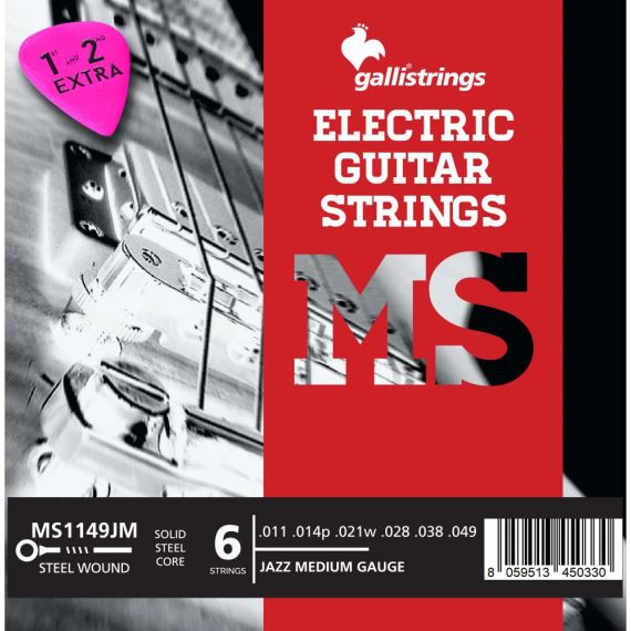 Струни для електрогітари Gallistrings MS1149JM (.011-.049), JAZZ MEDIUM, Steel
