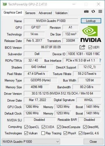 Дискретная видеокарта nVidia Quadro P1000, 4 GB GDDR5, 128-bit / miniDP б/у | Зображення 5