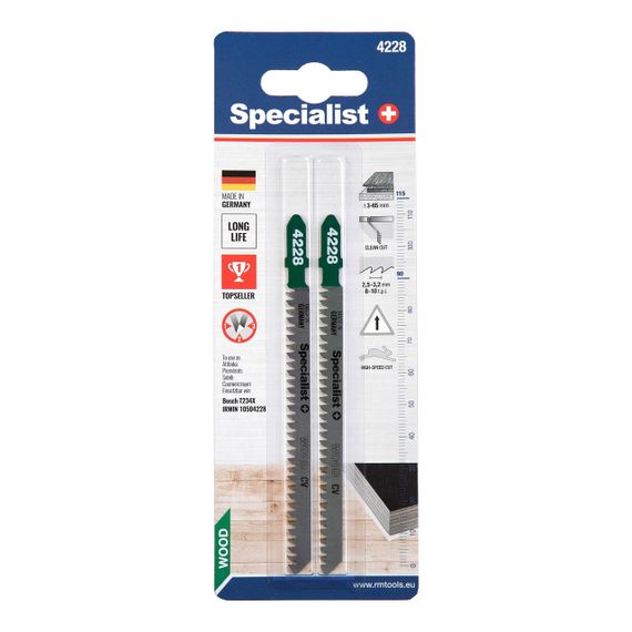 Полотно для лобзика Specialist+ 63-4228 GL115/VL90 мм, по дереву, быстрорежущее, 2 шт. | Зображення 2