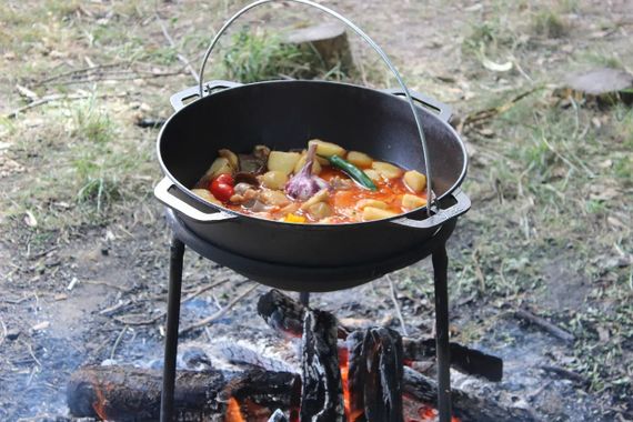 Казан чугунный азиатский с чугунной крышкой-сковородкой гриль Brizoll (Бризол) 12 л (KA12-3) | Зображення 9