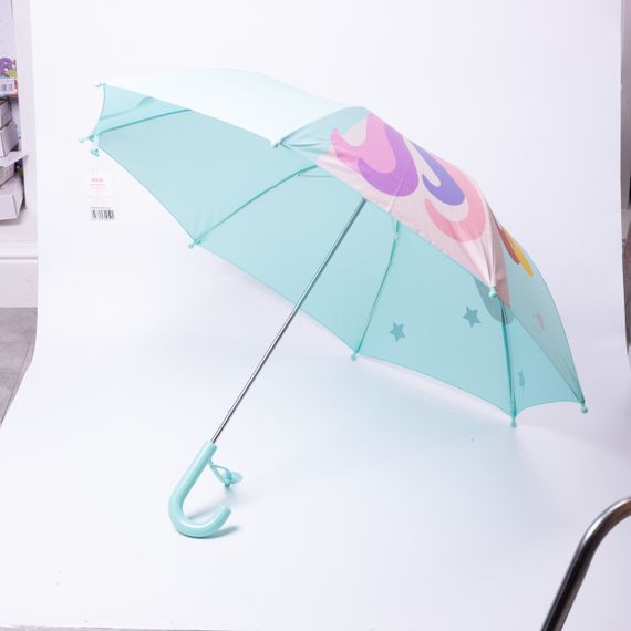 Класична дитяча парасолька-тростина механічна з поліестеру міцна надійна 8 спиць діаметр 89 см М'ятний HP-23-12M | Зображення 3