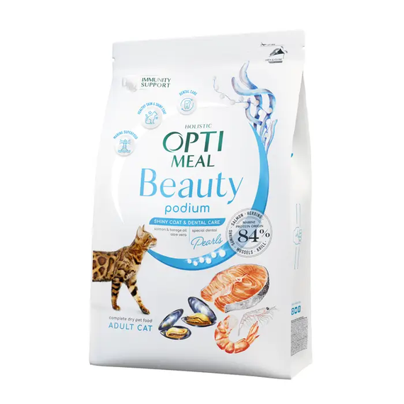 Сухий корм Optimeal Beauty Podium для дорослих котів, морепродукти 1.5кг