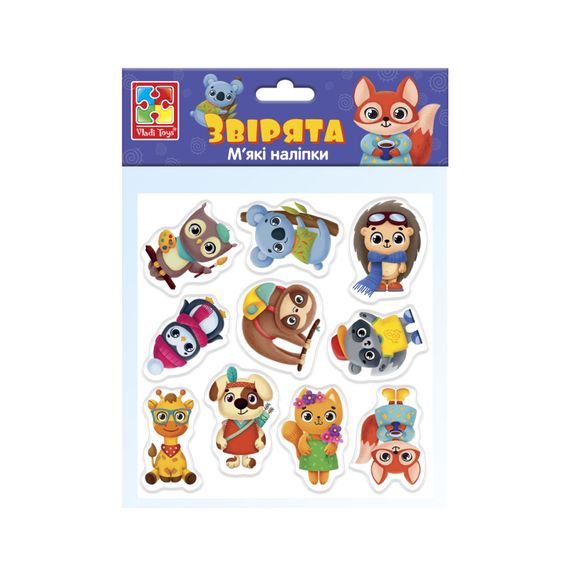 Набор мягких наклеек "Зверята" Vladi Toys VT4210-10 (укр)