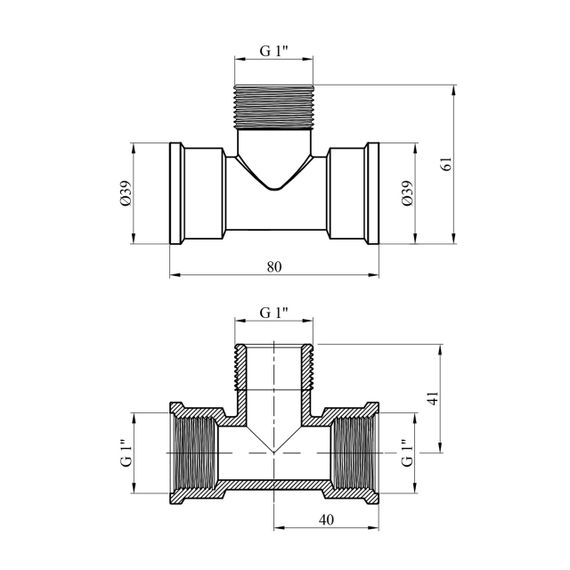 Трійник посилений LexLine 1" ВЗВ латунний УК0232-В | Зображення 1