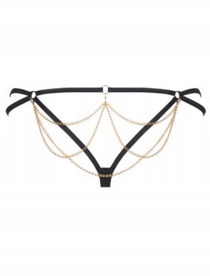 Трусики стрінги з ланцюжками Obsessive Pantheria thong black S/M Sex Aura | Зображення 5