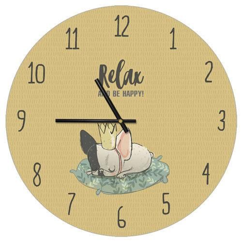 Часы настенные круглые Relax and be happy 36 см (CHR_P_DOG005)