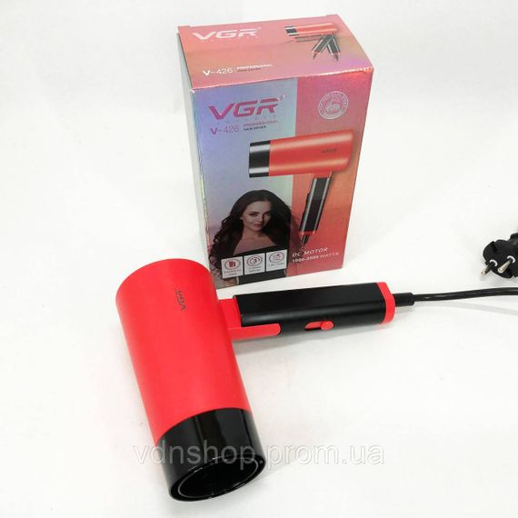 Фен для волос с ионизацией VGR V-426 2000 Вт, Хороший электрический фен, Функциональная щетка для сушки KB-45 | Зображення 7