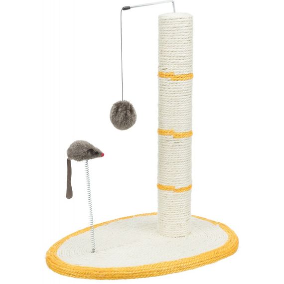 Дряпка-стовпчик Trixie для котів з іграшкою на мотузці та мишкою на пружині сизаль/плюш 40х30х50 см | Зображення 1