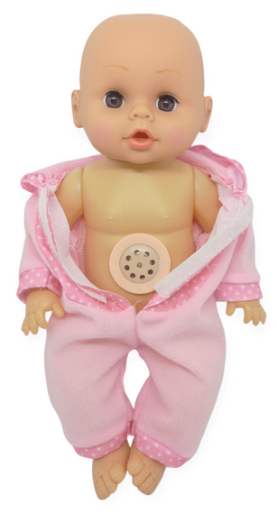 Пупс лялька розмовляє плаче сміється в костюмі зайчик 29.5 см Little baby з пляшечкою | Зображення 5
