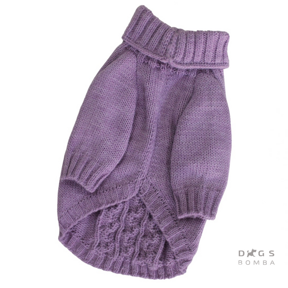 Светр в'язаний Косичка лаванда Y-229 | Зображення 3