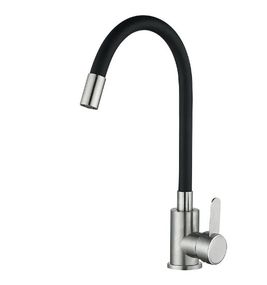 Змішувач для кухні Mixxus з чорним гнучким виливом FAN-011 Refl.Black (MI6105)