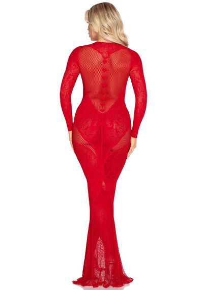 Платье Leg Avenue Lace and Net Bodycon Gown One Size, Red Sex Aura | Зображення 2