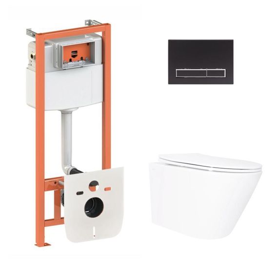 Готове рішення Qtap для ванної кімнати: підвісний унітаз Swan Ultra Quiet 520×360×320 + комплект інсталяції Nest 4 в 1 (лінійна