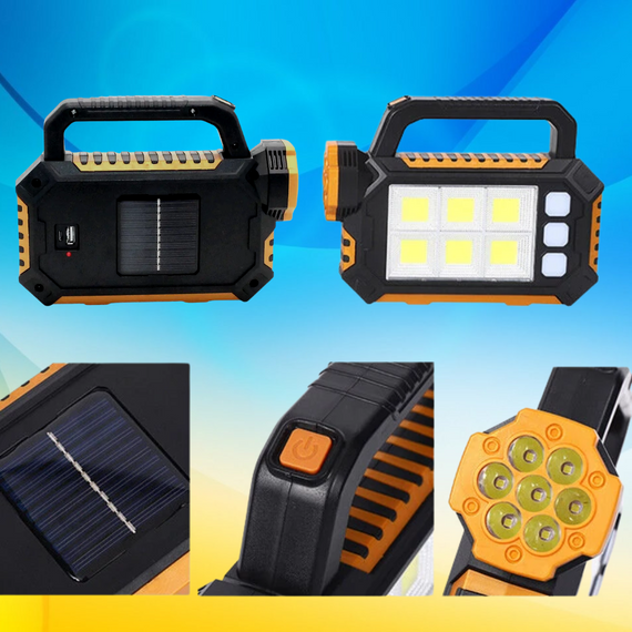 Светодиодный ручной фонарь с аккумулятором на солнечной батарее. Фонарик. LED Solar | Зображення 1