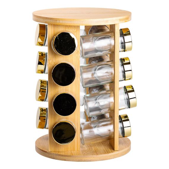 Набор для специй на деревянной подставке 16 стеклянных емкостей для приправ HP-1367 | Зображення 2