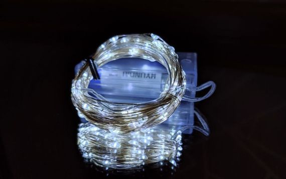 Гирлянда на батарейках (3шт АА) "светодиодные капли" 10м, 100LED, холодный белый цвет | Зображення 3