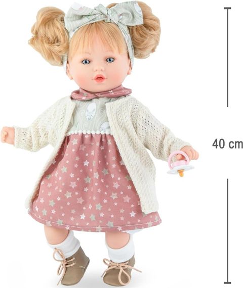 Большая Испанская Виниловая Кукла Marina & Pau Девочка Блондинка с Хвостиками и Повязкой Alina Petite Winter 40 см в Коробке | Зображення 3