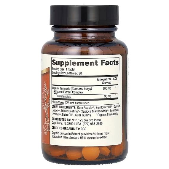 Куркума Dr. Mercola Organic Curcumin Extract 30 Tabs | Зображення 1