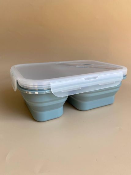 Ланч бокс дитячий силіконовий складний Синій