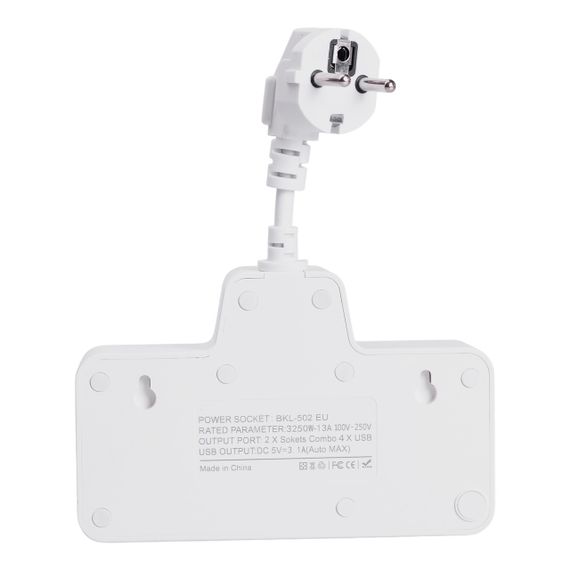 Мережевий фільтр на 2 євро розетки з 2 USB та 2 Type-C білий HP-5-17 | Зображення 3