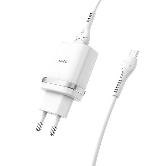 СЗУ Hoco C12Q Smart QC3.0 3A (1USB-A) + кабель USB to MicroUSB Белый