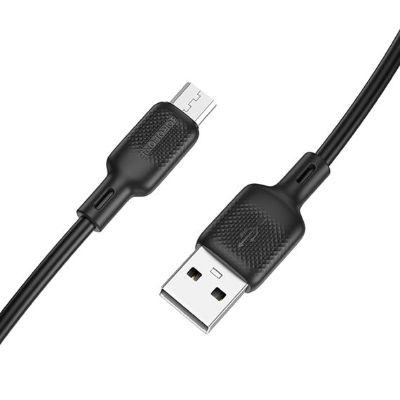 Дата кабель Borofone BX113 Lenny USB to MicroUSB 2.4A (2m) Black | Зображення 2