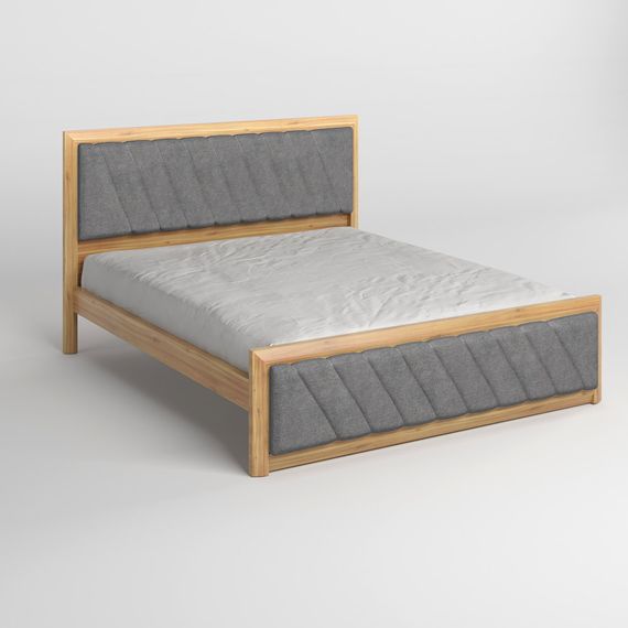 Двоспальне дерев'яне ліжко Mebigrand Барселона Б6 Горіх світлий/Аляска 93 (Сірий) 180х190 см (MBG-14374) | Зображення 1