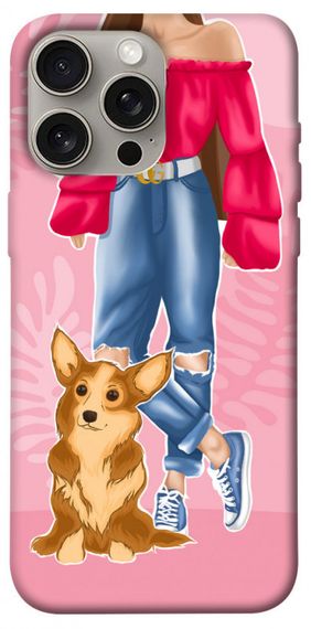 Чохол з картинкою Girl and corgi для Apple iPhone 15 Pro Max (6.7")