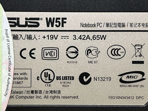 Нетбук Asus W5F / 12.1" (1280x800) TN / Core 2 Duo T5300 (2(2) ядра по 1.73 GHz) / 1.5 GB DDR2 / 120 GB HDD / Intel GMA 950 / WebCam б/в | Зображення 7