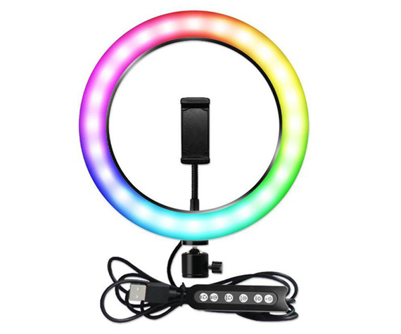 LED лампа со штативом XPRO LIVE LIGHT MJ26, студийная 360° светодиодная, диаметр 26 см RGB обеспечит равномерный, мягкий студийный свет  (956_959) | Зображення 2
