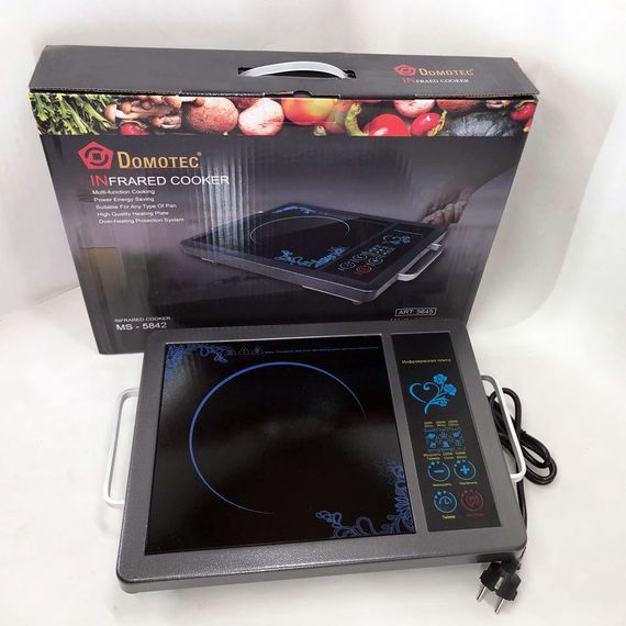 Плита інфрачервона Domotec MS-5842 на 1 конфорку, потужна настільна електроплита, індукційна плита міні | Зображення 5