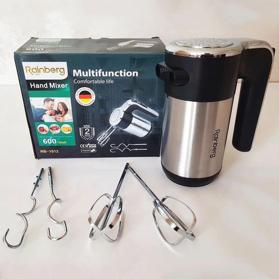 Міксер ручний електричний Rainberg RB-1012 600W Нержавіюча сталь, ручний міксер для кухні, YI-271 потужний міксер