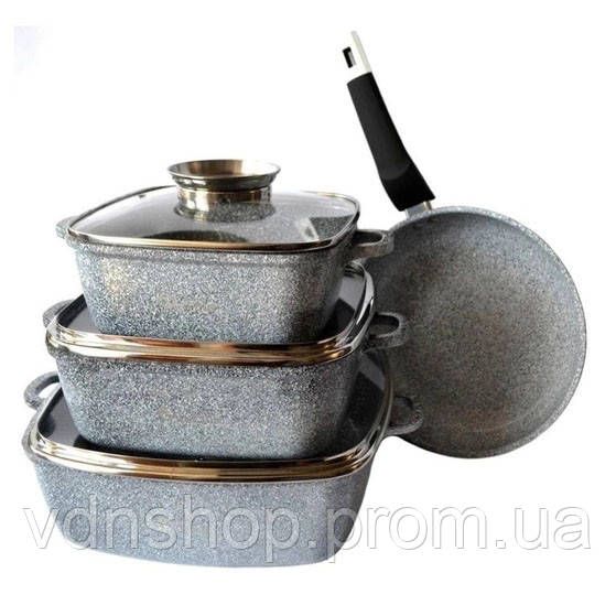 Набір казанів для кухні UNIQUE UN-5531 7 предметов, Посуд з антипригарним покриттям казани DK-52 | Зображення 3