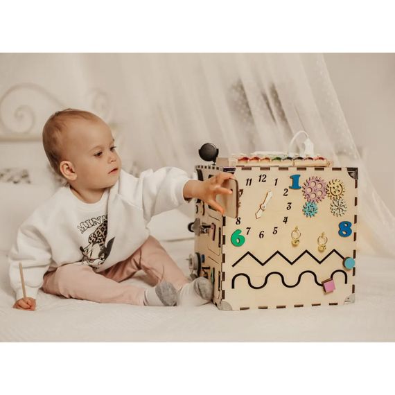 Розвиваюча іграшка Бізікуб Temple Group TG200126 30х30х30см Натуральний | Зображення 2