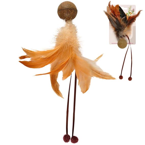 Іграшка для котів Flamingo Catnip Ball & Feather, 18 см