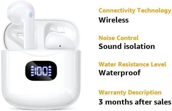 Беспроводные наушники  JXREV J53 Bluetooth 5.3, 40 часов воспроизведения стерео наушники A-White | Зображення 3