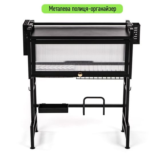 Полиця-органайзер для зберігання та сушіння посуду над раковиною мобільна з нержавіючої сталі чорна 65*30*78см SW-00002115 | Зображення 1