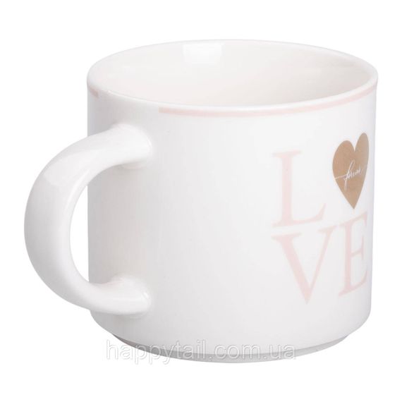 Чашка фарфоровая 350 (мл) для кофе и чая Love Белая RX-N240126WL | Зображення 1