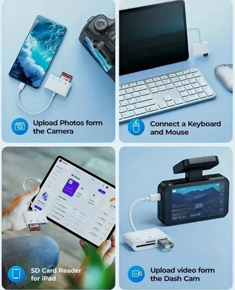 Универсальный кард-ридер 3-в-1 (SD/TF/CF) с Type-C и USB-портами, OTG-адаптер для телефонов, ноутбуков и др. | Зображення 5