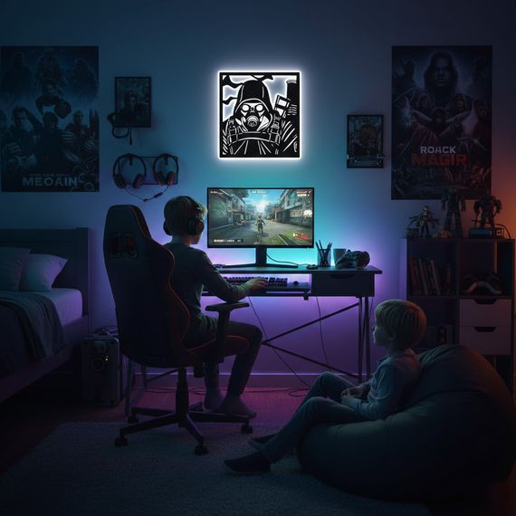 Панно декоративне картина на стіну Сталкер персонаж LED підсвітка 16 кольорів пульт 380х400 acr-p000274 | Зображення 7