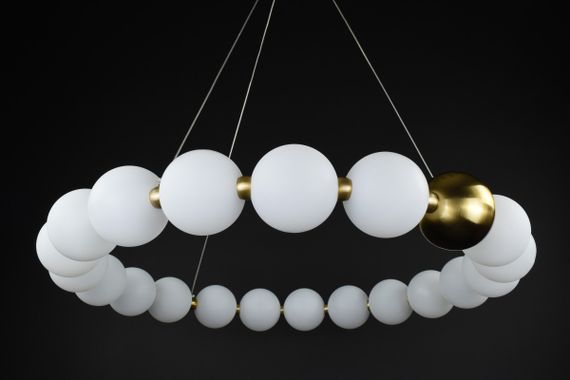 Люстра світлодіодна підвісна LED світильник для квартири на стелю лед 27217 Латунь 25-140х62х62 см. | Зображення 3