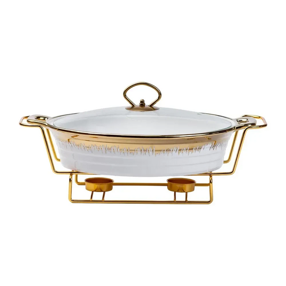 Настільна мармітниця 35х22.5х15.5 см марміт порцелянаовий для других страв 1,5 л HP1026 | Зображення 2